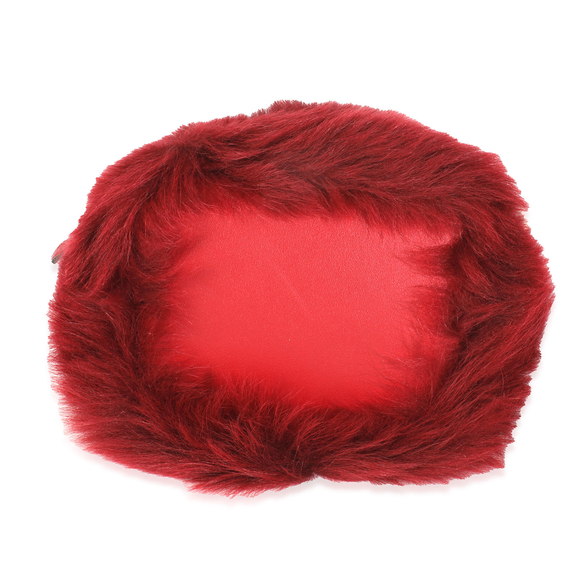 Red Lamb Fur & Calfskin Leather Mini Mon Trésor Bucket Bag