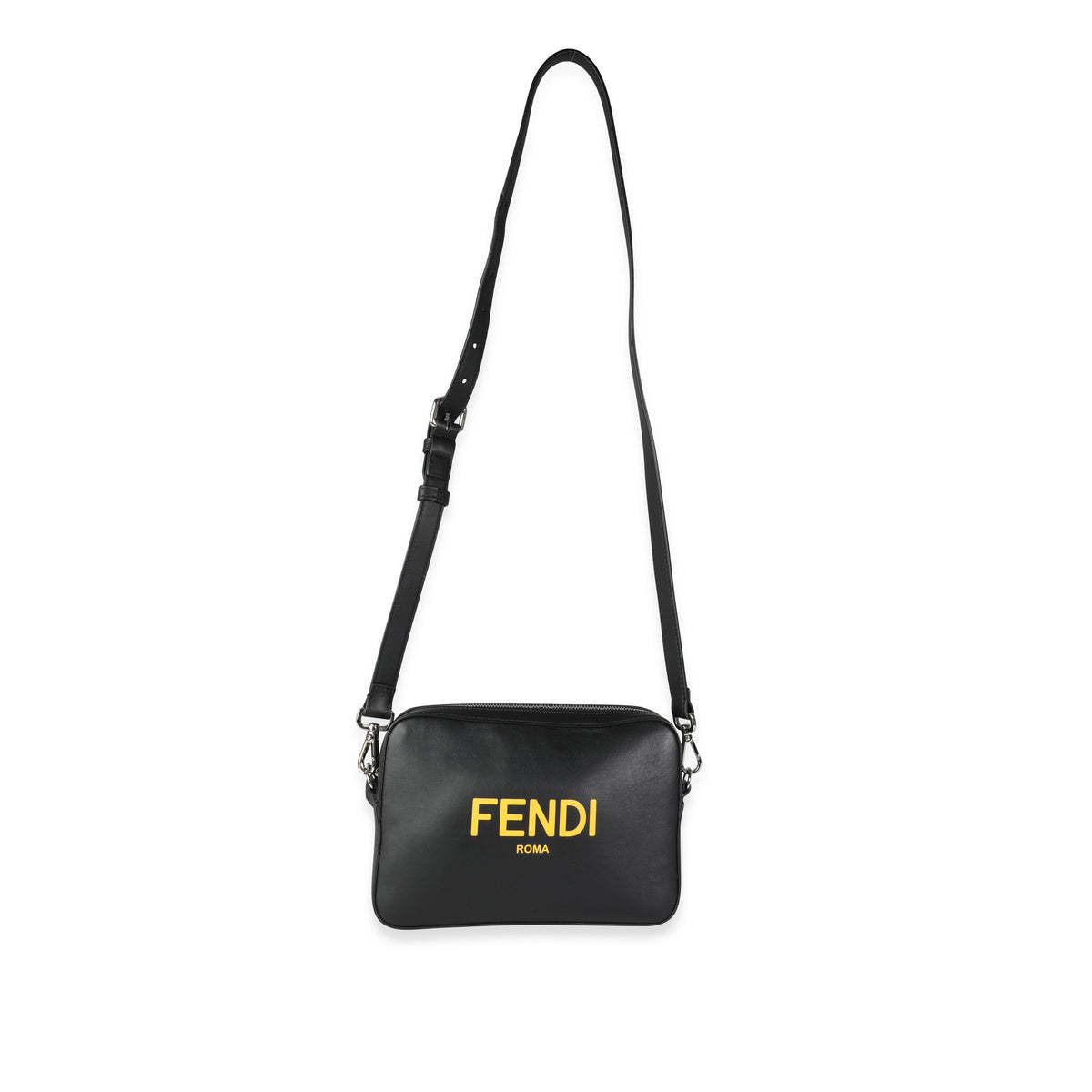 Fendi Black Calfskin & Sunflower Logo Mini Camera Bag Handbag bv
