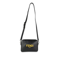 Fendi Black Calfskin & Sunflower Logo Mini Camera Bag Handbag bv