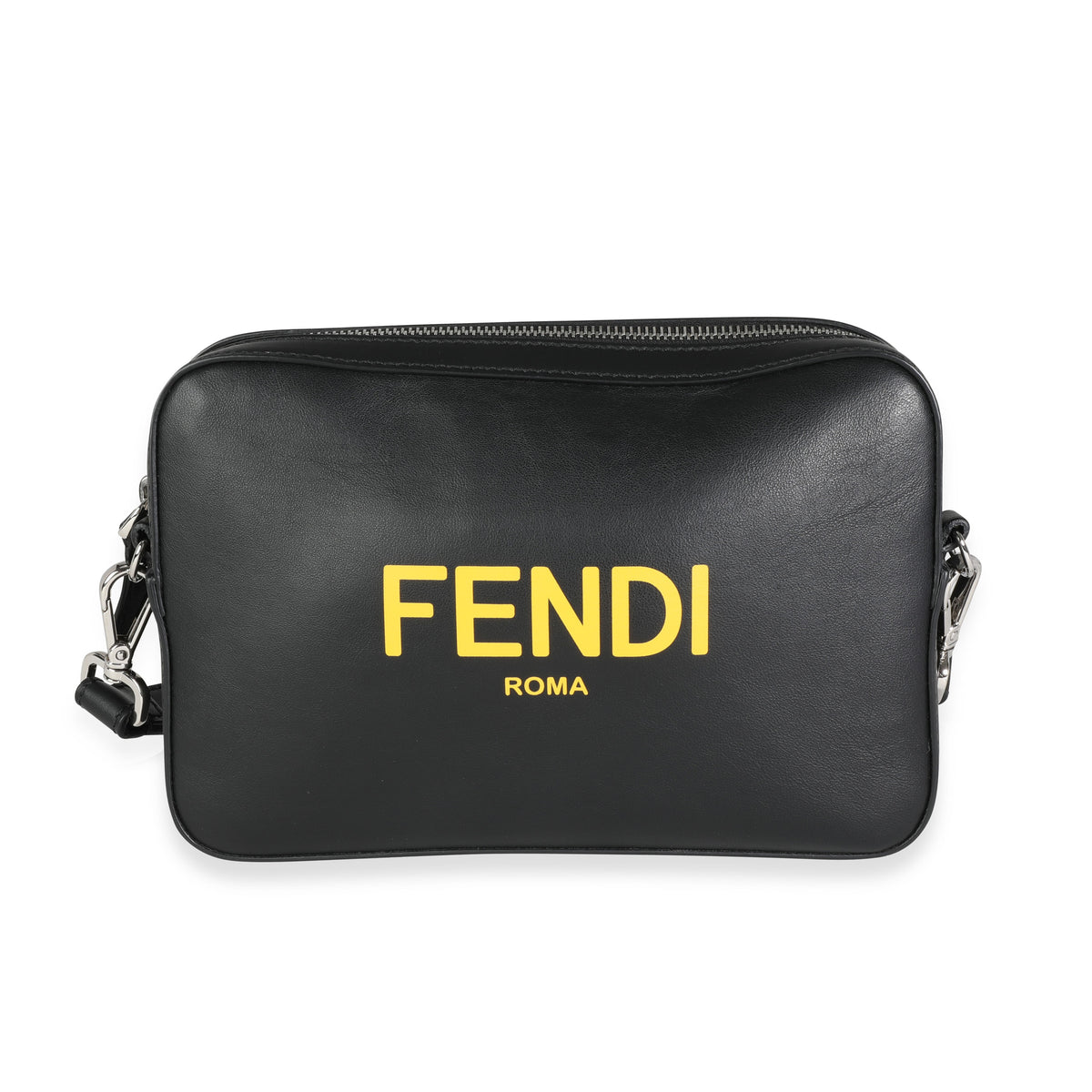 Fendi Black Calfskin & Sunflower Logo Mini Camera Bag Handbag fv