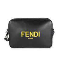 Fendi Black Calfskin & Sunflower Logo Mini Camera Bag Handbag fv