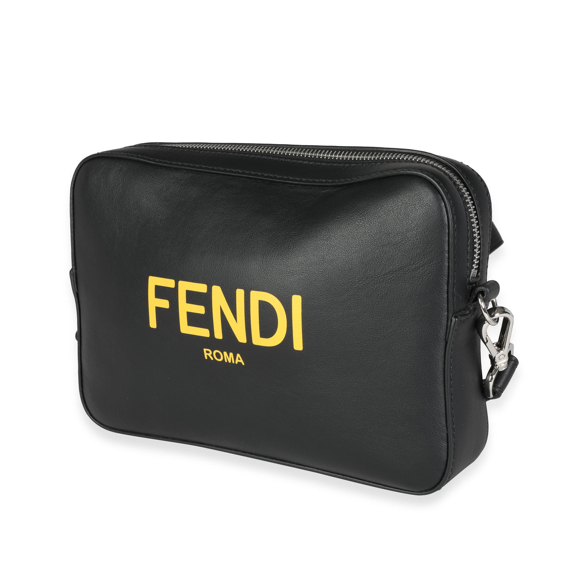 Fendi Black Calfskin & Sunflower Logo Mini Camera Bag Handbag sv