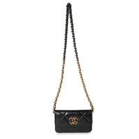 Black Quilted Lambskin Chanel 19 Mini Coin Purse With Chain