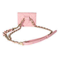 Pink Quilted Lambskin Elegant Chain Belt Bag