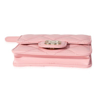 Pink Quilted Lambskin Elegant Chain Belt Bag