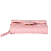 Pink Quilted Caviar Compact Wallet On Chain