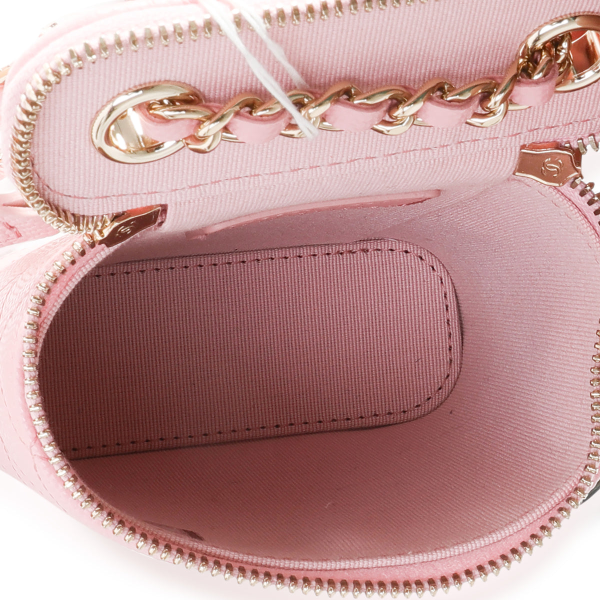 Sakura Pink Caviar Vertical Vanity Bag With Chain