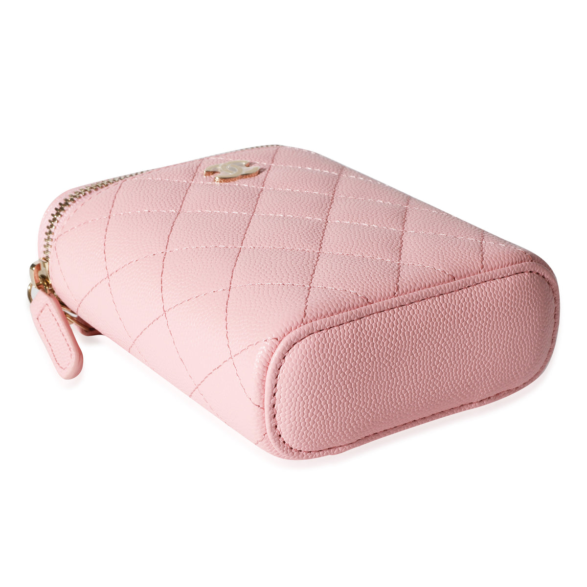 Sakura Pink Caviar Vertical Vanity Bag With Chain