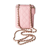 Sakura Pink Caviar Vertical Vanity Bag With Chain