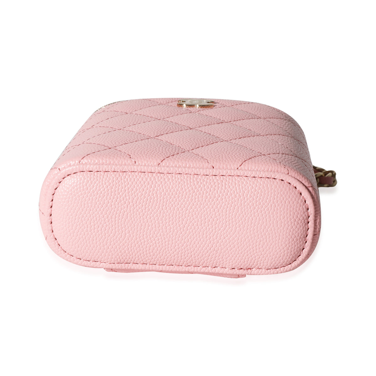 Sakura Pink Caviar Vertical Vanity Bag With Chain