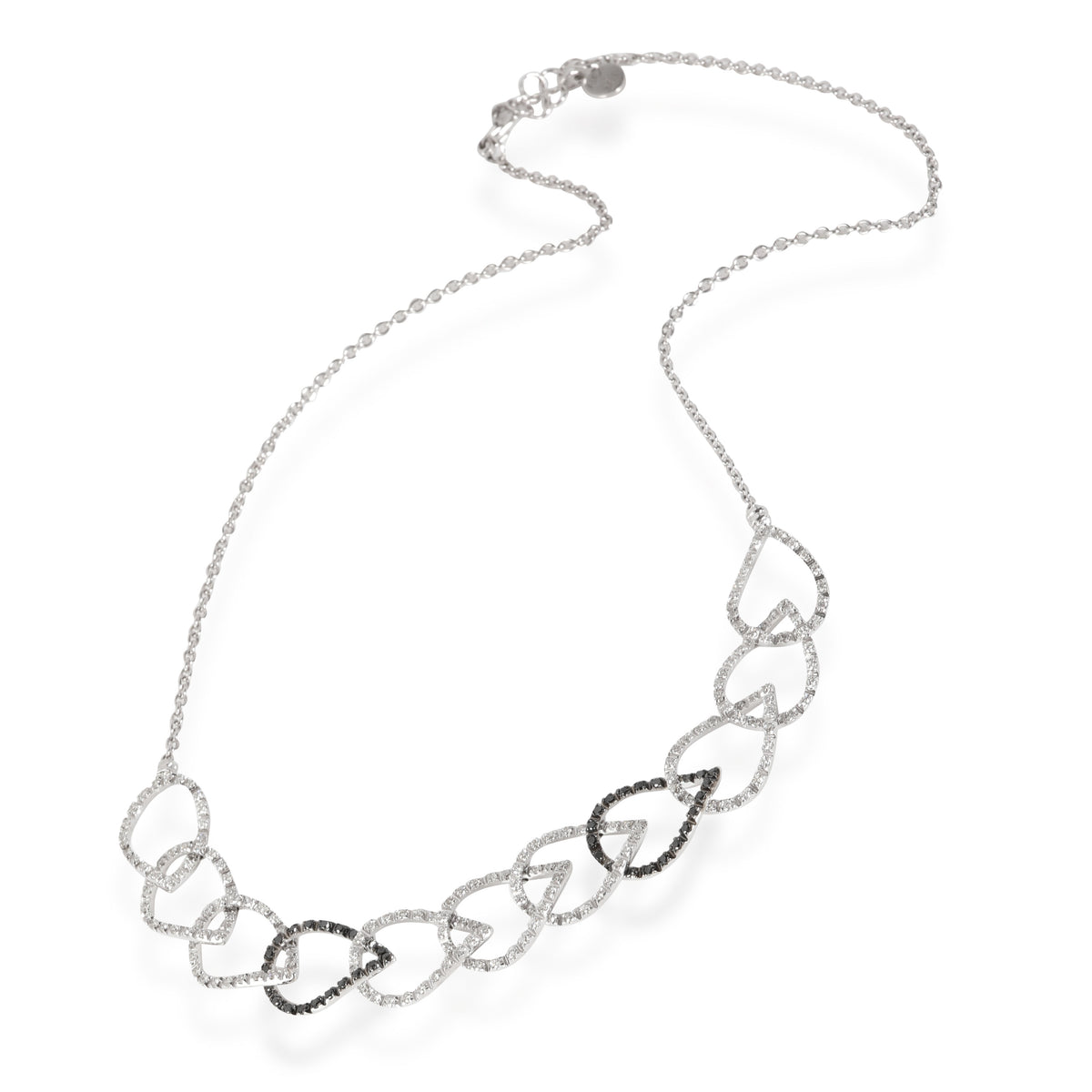 myGemma Black & White Looped Pear Shape Motif Diamond Necklace, 18k White Gold 1.77 CTW pv