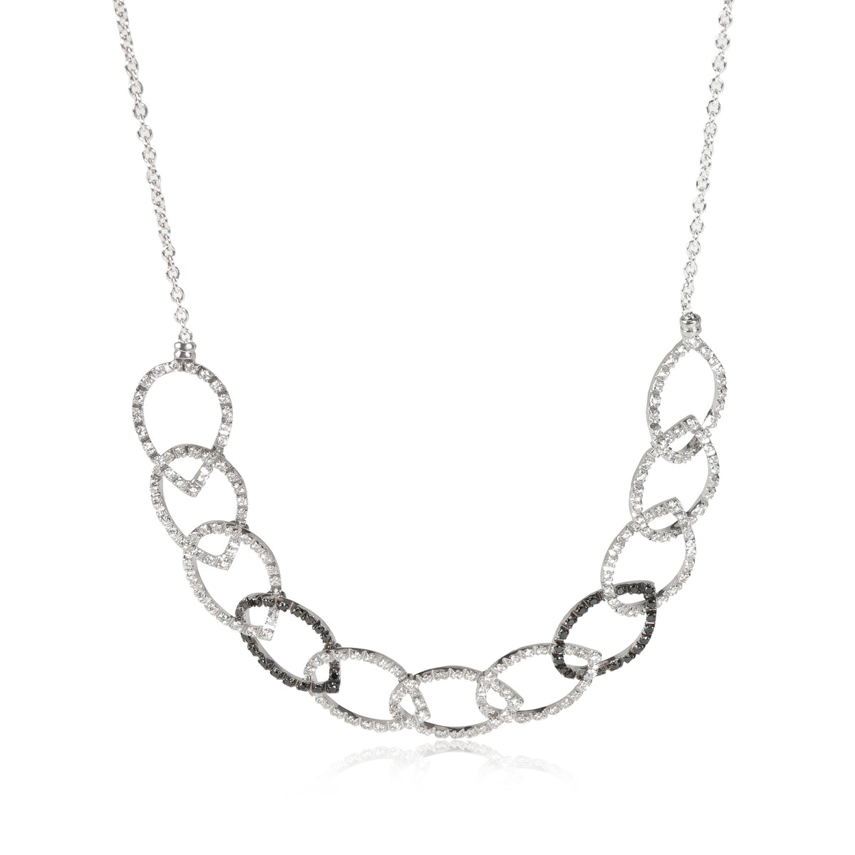 myGemma Black & White Looped Pear Shape Motif Diamond Necklace, 18k White Gold 1.77 CTW fv
