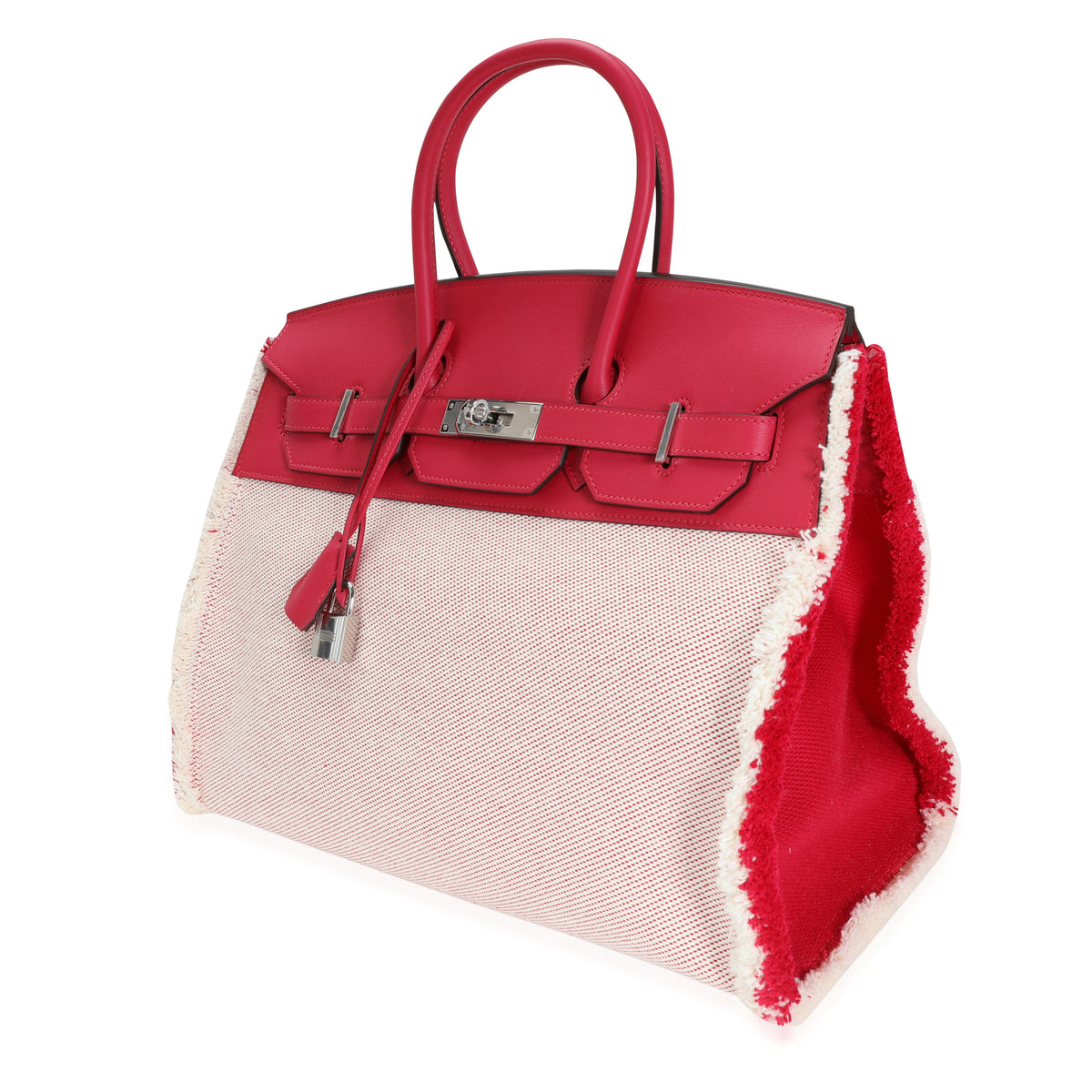 Framboise Swift Ecru Toile Fray Fray Birkin 35 PHW