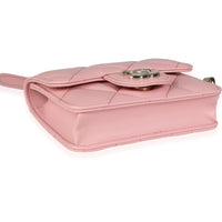 Pink Quilted Lambskin Elegant Chain Mini Belt Bag