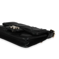 Black Quilted Lambskin Elegant Chain Mini  Belt Bag