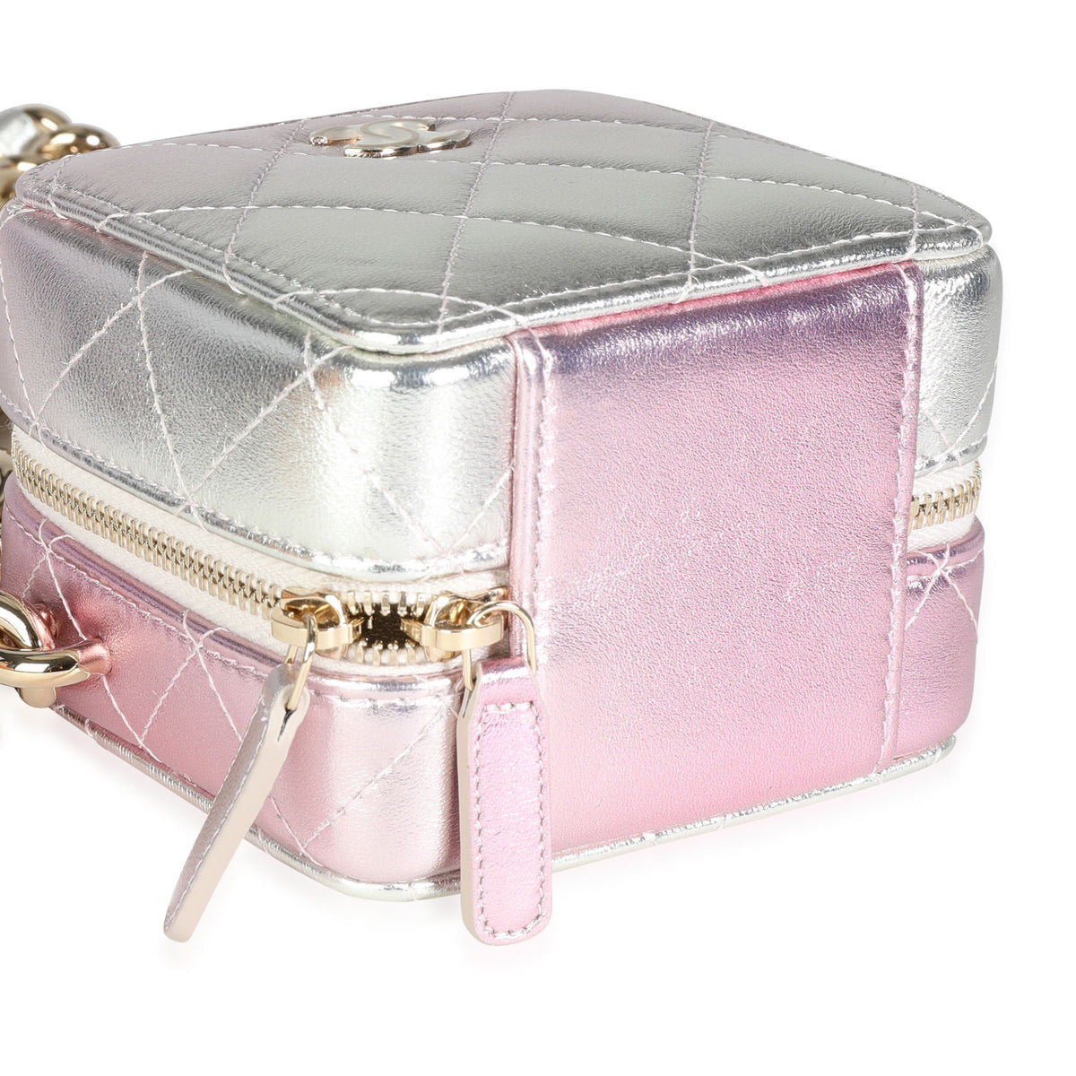 Iridescent Quilted Lambskin Like a Wallet Cube Chain Bag