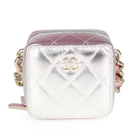 Iridescent Quilted Lambskin Like a Wallet Cube Chain Bag