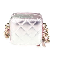 Iridescent Quilted Lambskin Like a Wallet Cube Chain Bag