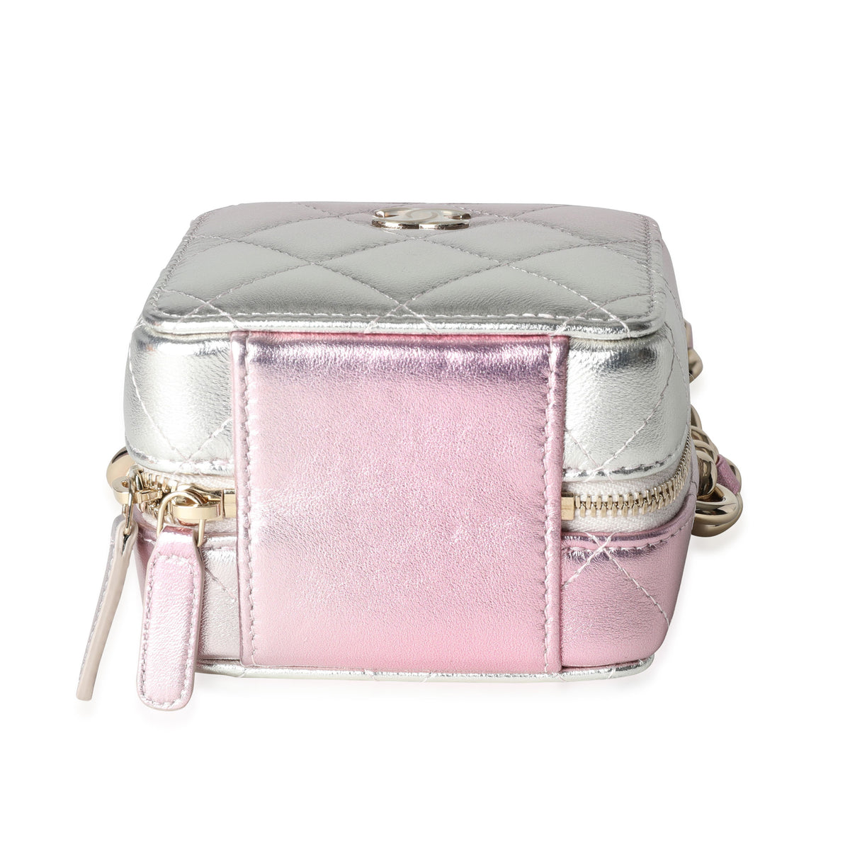 Iridescent Quilted Lambskin Like a Wallet Cube Chain Bag