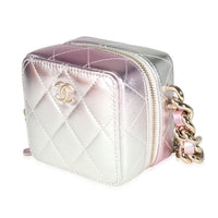 Iridescent Quilted Lambskin Like a Wallet Cube Chain Bag