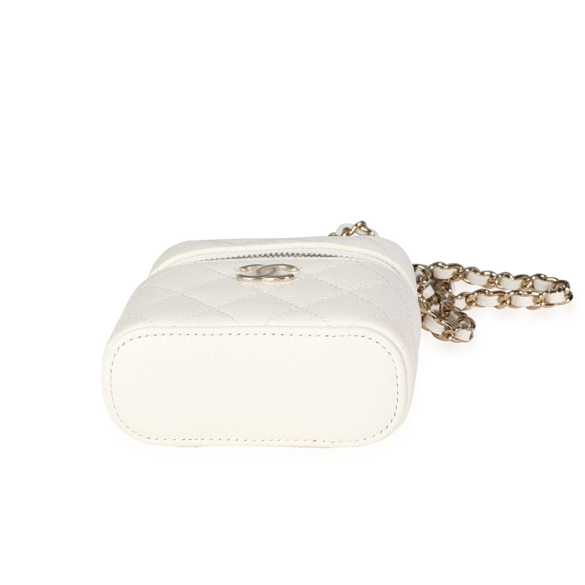 Creme Quilted Caviar Mini Vanity Case