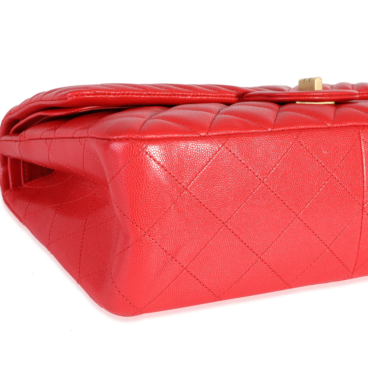 Red Quilted Caviar Reissue 2.55 227 Double Flap Bag