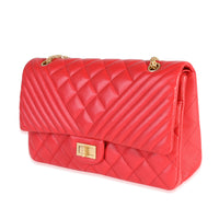 Red Quilted Caviar Reissue 2.55 227 Double Flap Bag