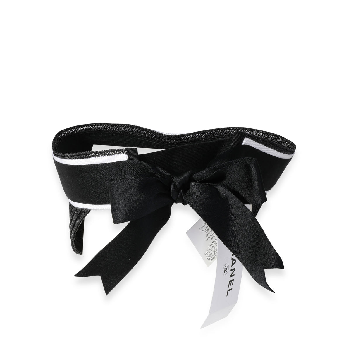 Chanel Black Abaca Cotton Ribbon Visor bv