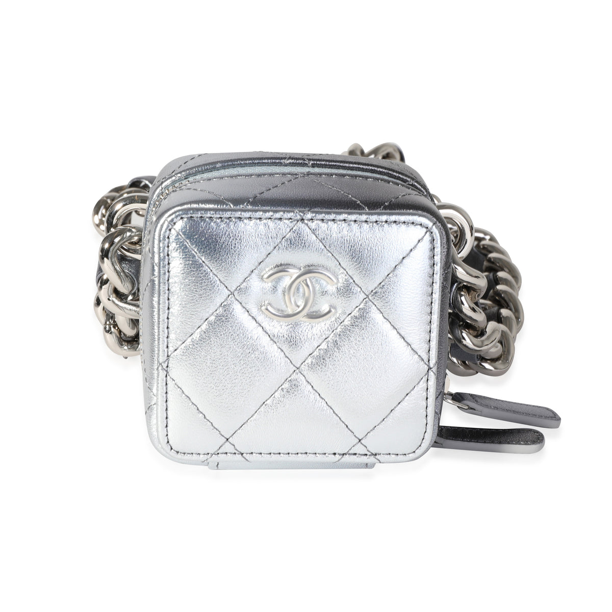 Metallic Lambskin Quilted Coco Punk Clutch With Chain