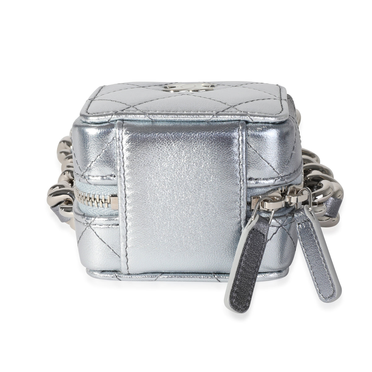 Metallic Lambskin Quilted Coco Punk Clutch With Chain