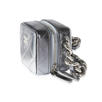 Metallic Lambskin Quilted Coco Punk Clutch With Chain