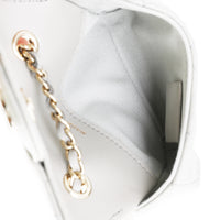 Grey Quilted Lambskin Mini Chain Belt Bag