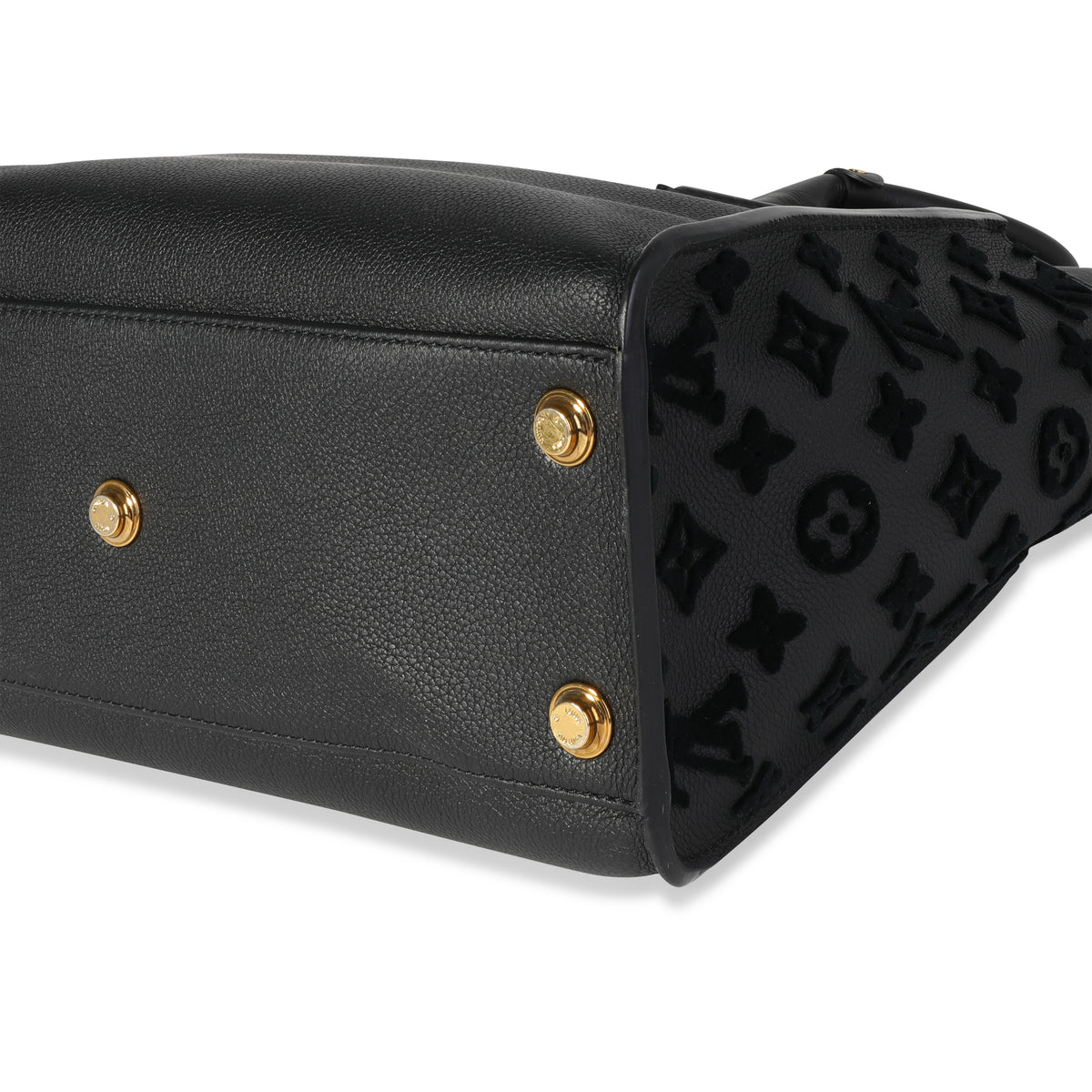 Black Grained Calfskin & Tufted Monogram On My Side MM