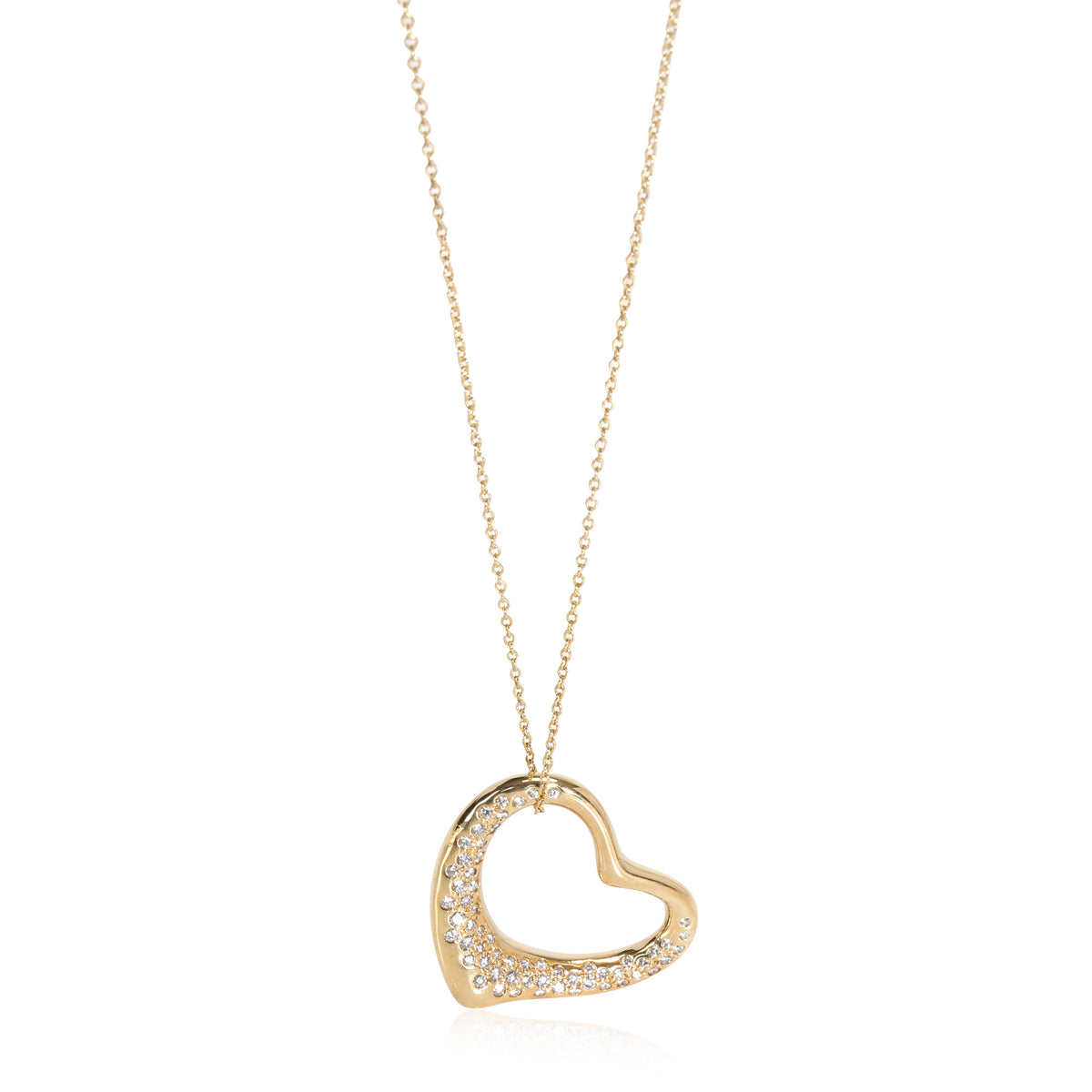 Elsa Peretti Diamond Open Heart Pendant in 18k Yellow Gold 1 CTW