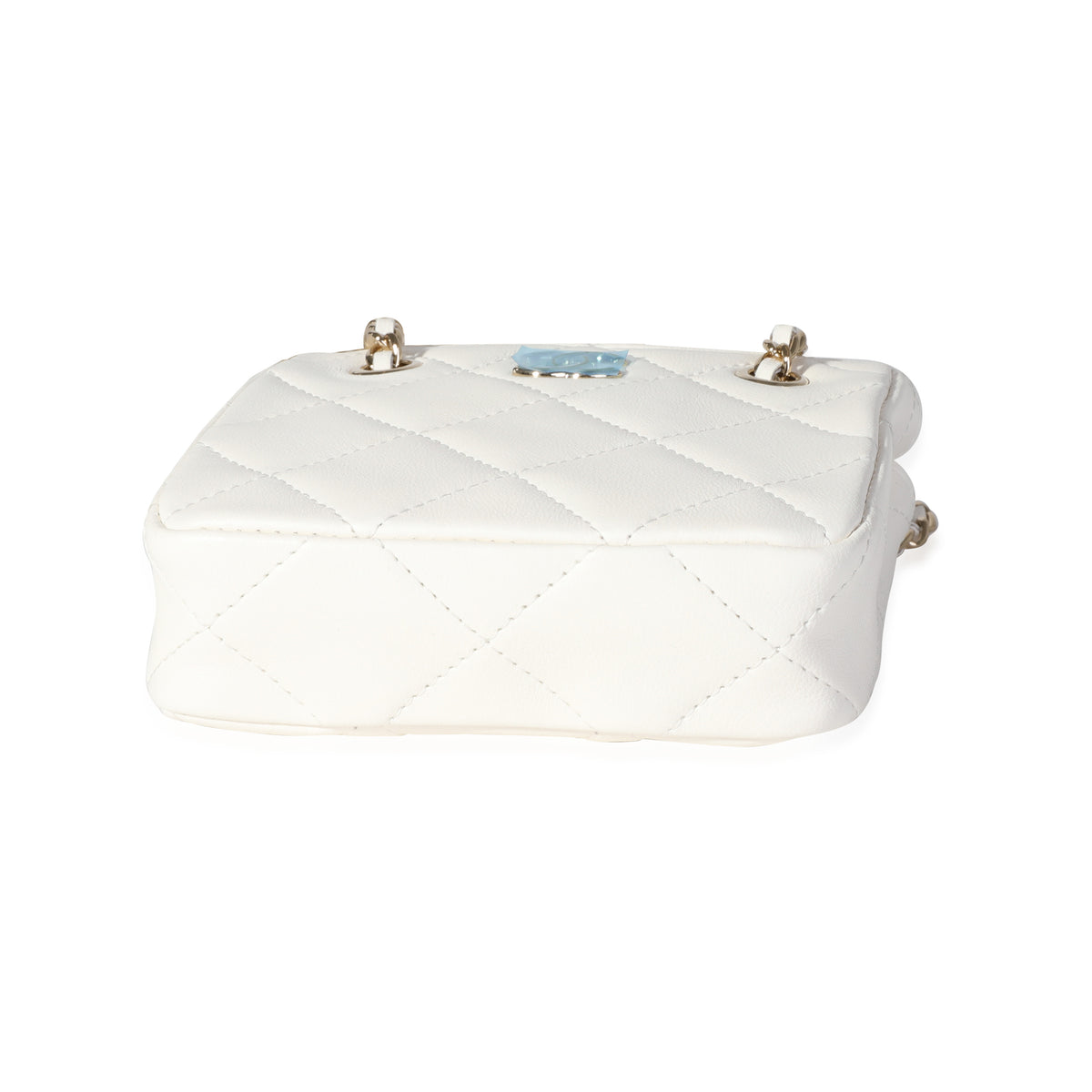 White Quilted Lambskin Tiny Shopping Bag