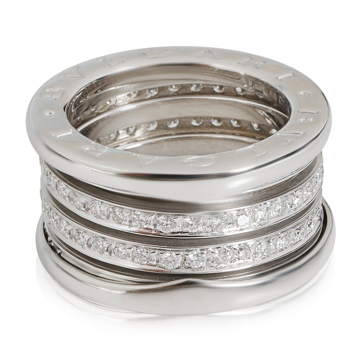 BVLGARI B.zero1 Three Band Diamond Ring in 18k White Gold 0.89 CTW fv