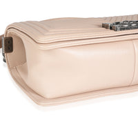 Chanel Light Beige Chevron Quilted Lambskin Medium Boy Bag Handbag clasp