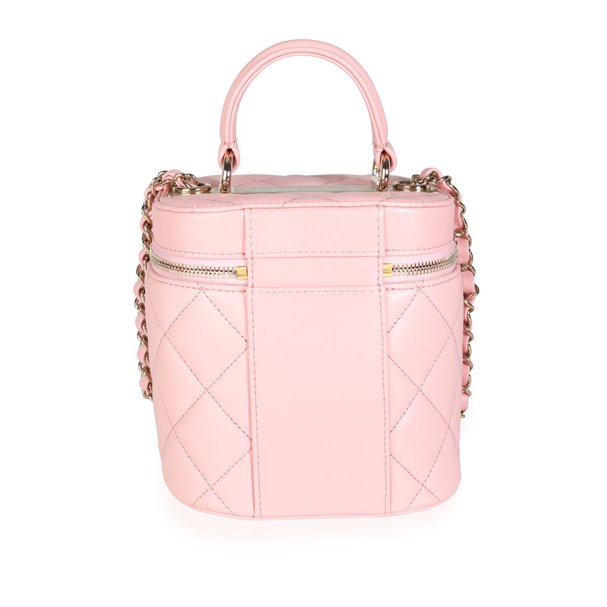 Chanel Light Pink Quilted Lambskin Small Trendy CC Vanity Case Handbag pv