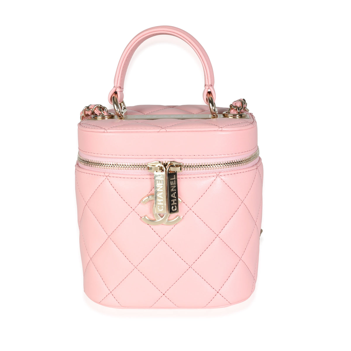 Light Pink Quilted Lambskin Small Trendy CC Vanity Case