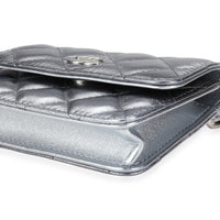 Chanel Silver Metallic Quilted Lambskin Coco Punk Belt Bag Handbag clasp
