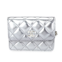Chanel Silver Metallic Quilted Lambskin Coco Punk Belt Bag Handbag fv