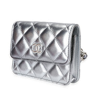 Chanel Silver Metallic Quilted Lambskin Coco Punk Belt Bag Handbag sv