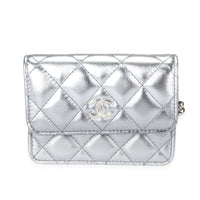 Silver Metallic Quilted Lambskin Coco Punk Belt Bag