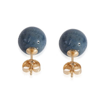 10 mm Blue Stone Stud Earrings in 14k Yellow Gold