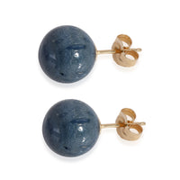 10 mm Blue Stone Stud Earrings in 14k Yellow Gold