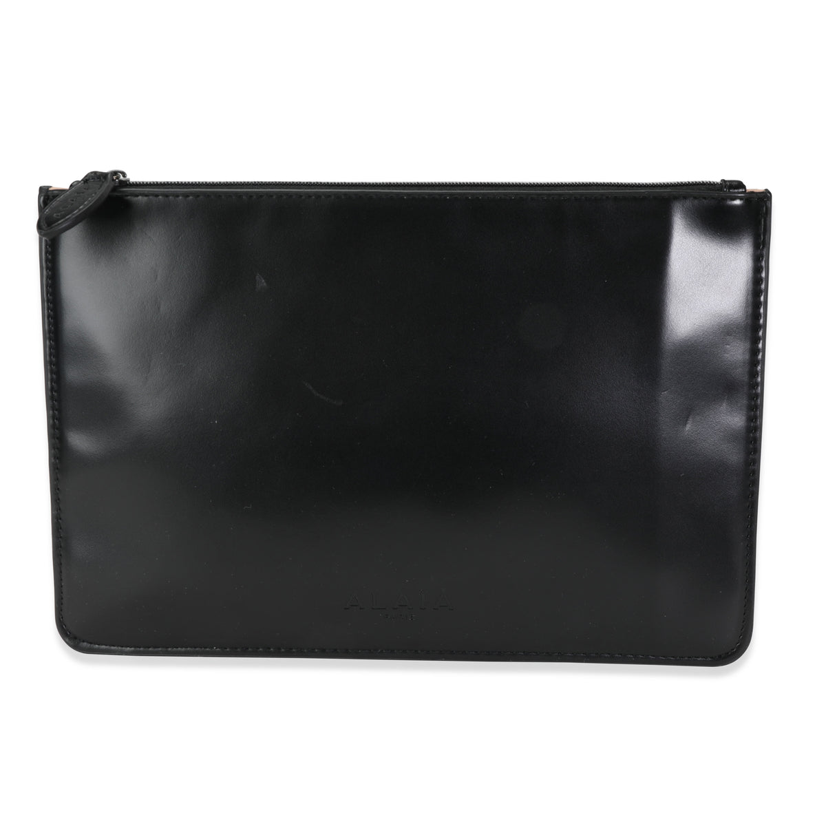 Black Leather Large Zip Case