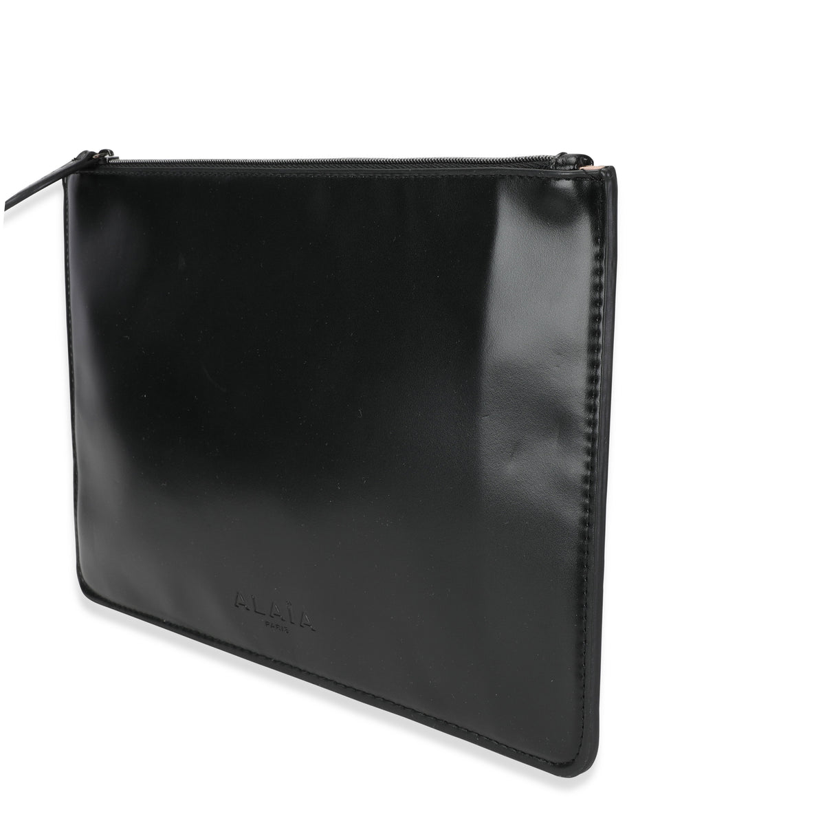 Black Leather Large Zip Case