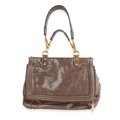 Brown Leather Fold-Over Heritage Miss Sicily Bag