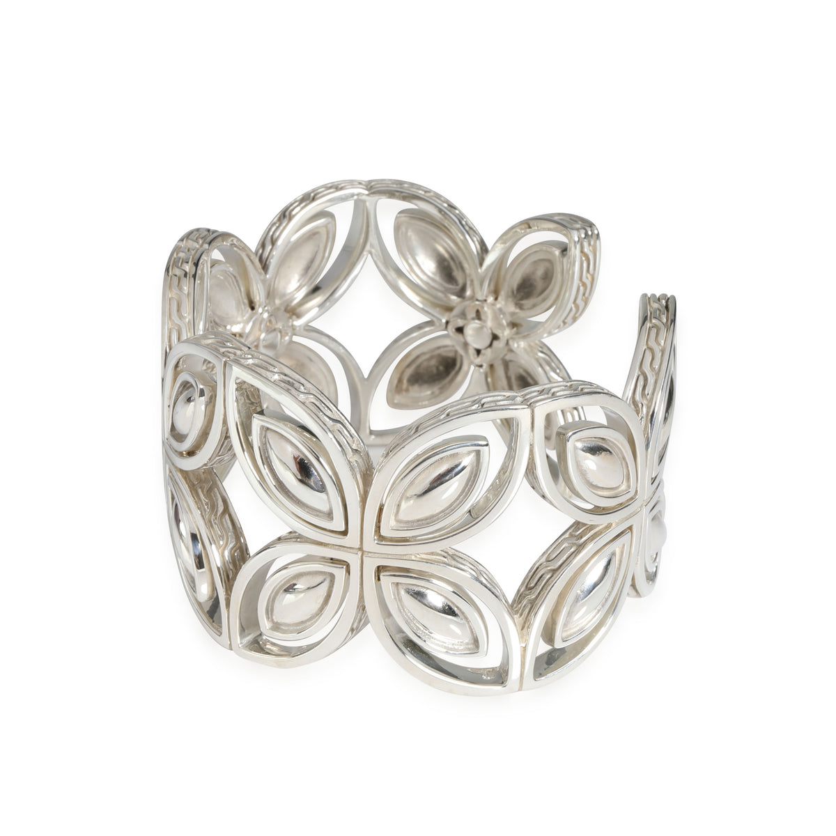 Kawung Flower Cuff in  Sterling Silver