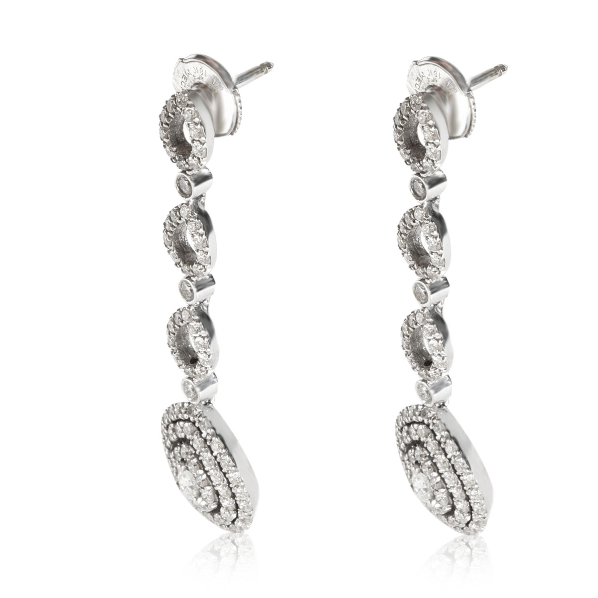 Oliva Triple Halo Pear Shape Drop Earrings in 18K White Gold 1.89 Ctw